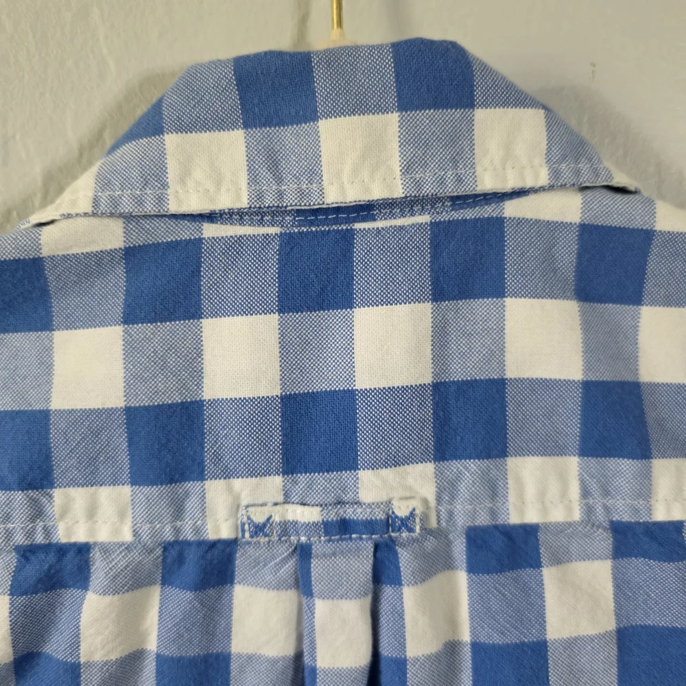 American Eagle Blue & White Plaid Button-Up Shirt β Size 0 β 100% Cotton Womens - Picture 11 of 16
